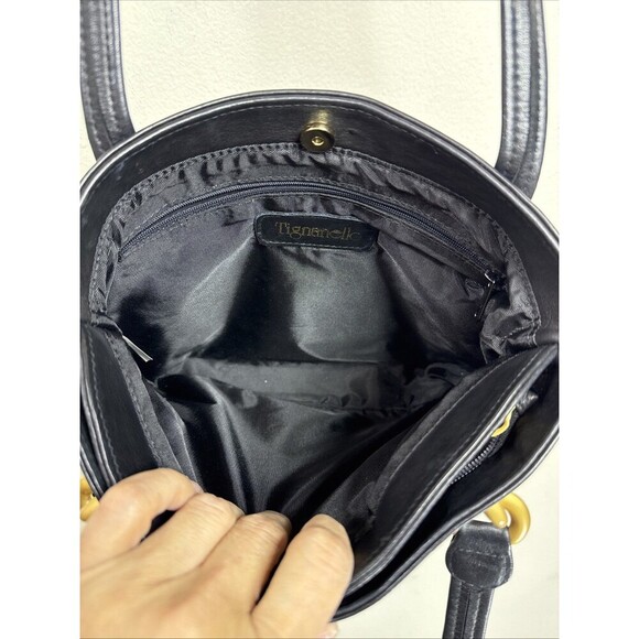 (X3) Tignanello leather  Vintage, Y2K black & gold Shoulder Bag - Picture 14 of 16